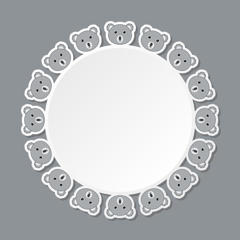 Koala with round frame for banner, poster, and greeting card vector