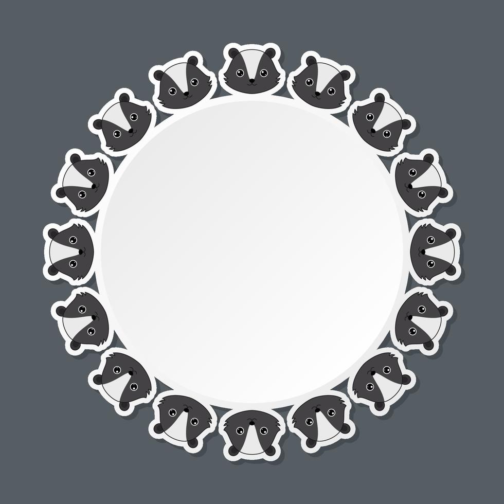 Skunk with round frame for banner, poster, and greeting card vector
