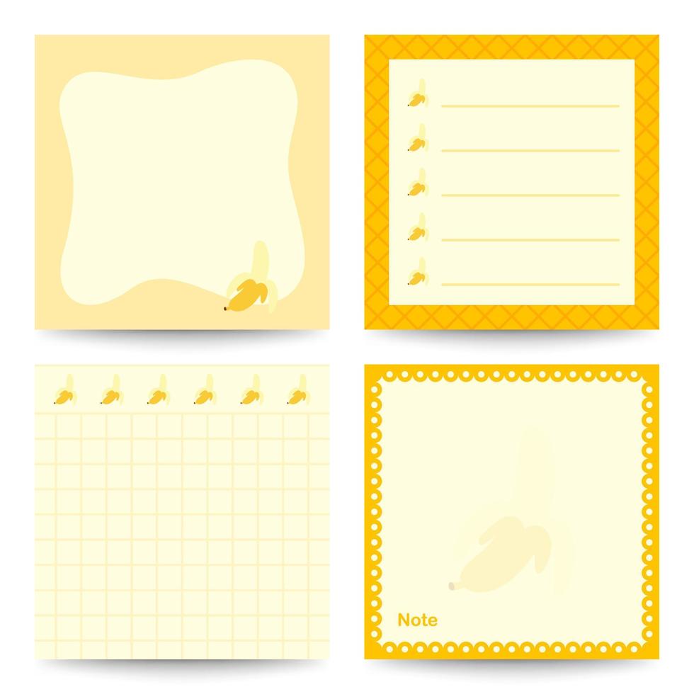 Set of square notepads with Banana vector