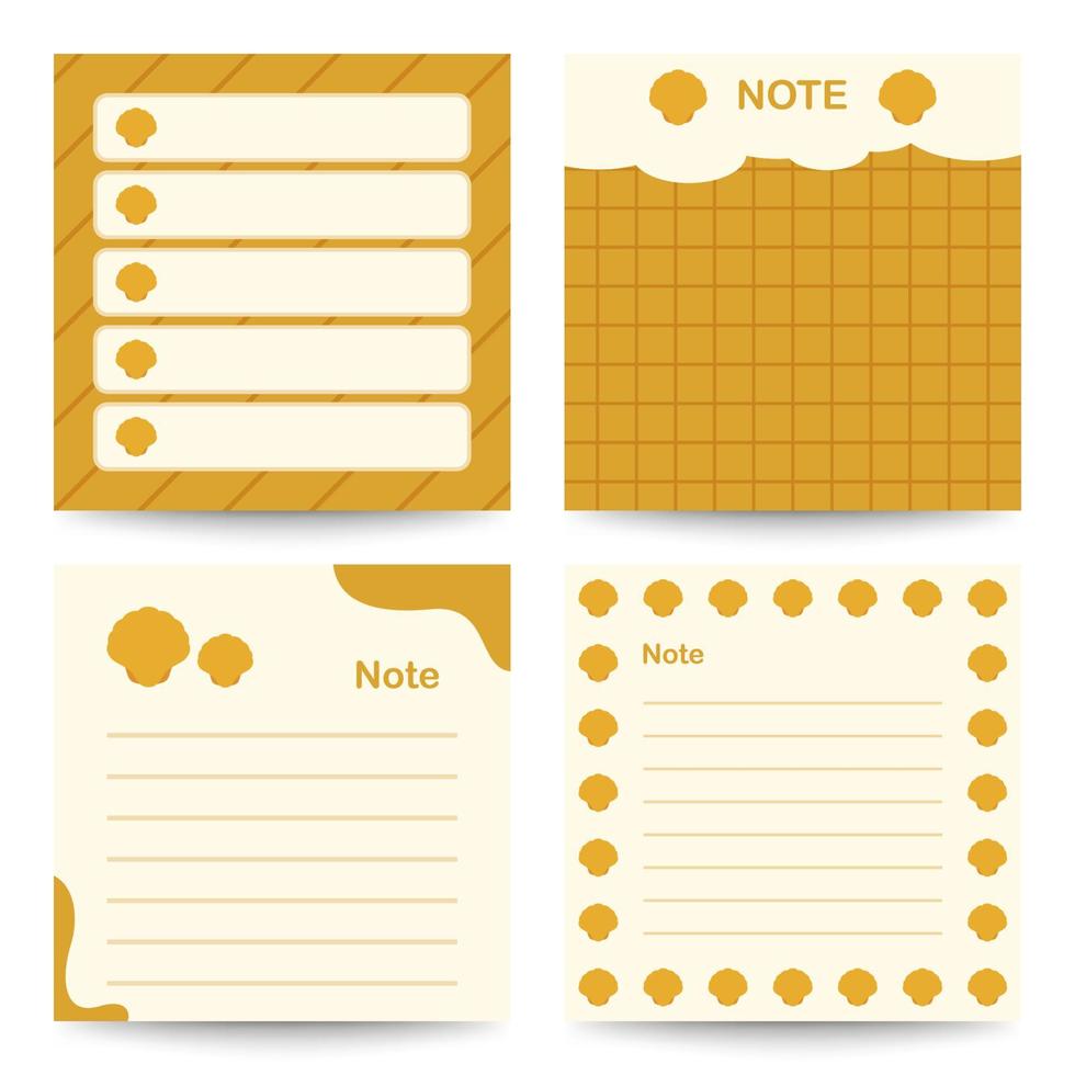 Set of square notepads with Seashell vector