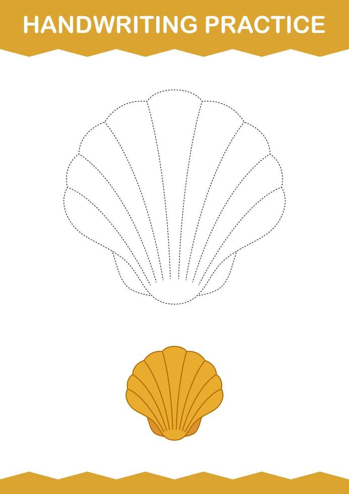 Handwriting practice with Seashell. Worksheet for kids vector