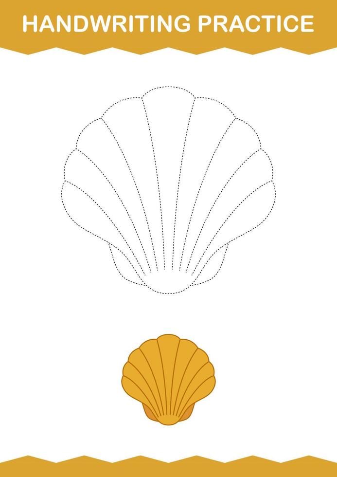 Handwriting practice with Seashell. Worksheet for kids vector