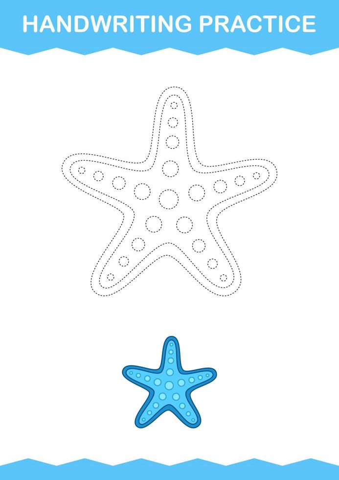 Handwriting practice with Starfish. Worksheet for kids vector