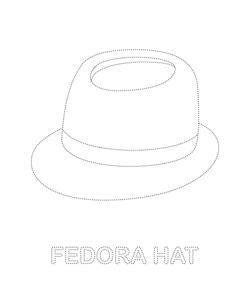 Fedora Hat tracing worksheet for kids vector