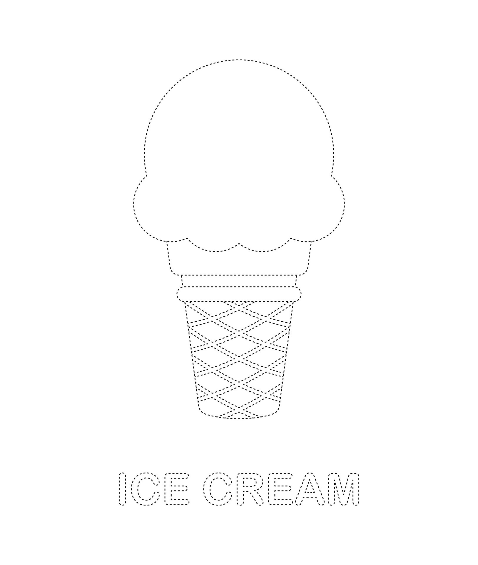 Ice Cream Trace Worksheet For Toddlers
