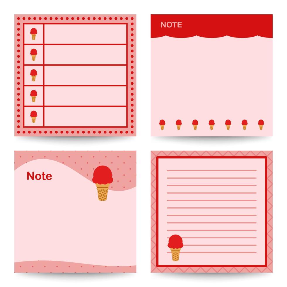 Set of square notepads with Ice Cream vector