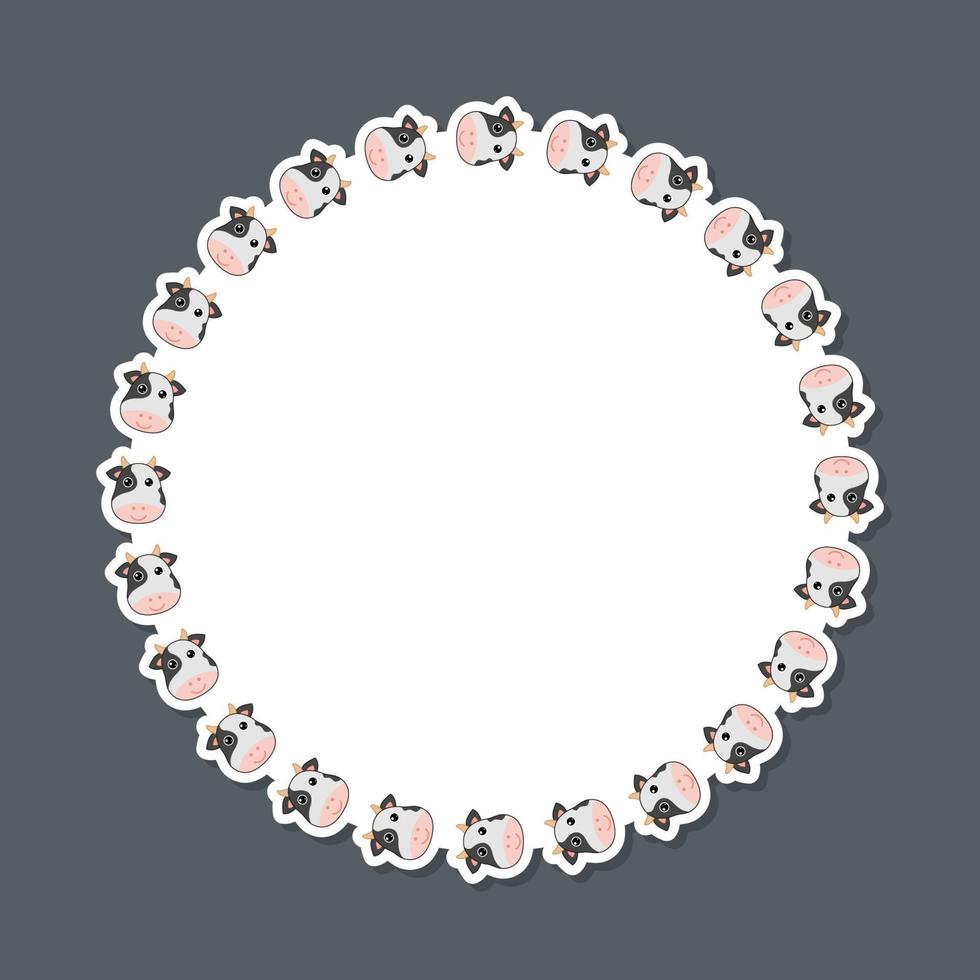 Cow with round frame for banner, poster, and greeting card vector
