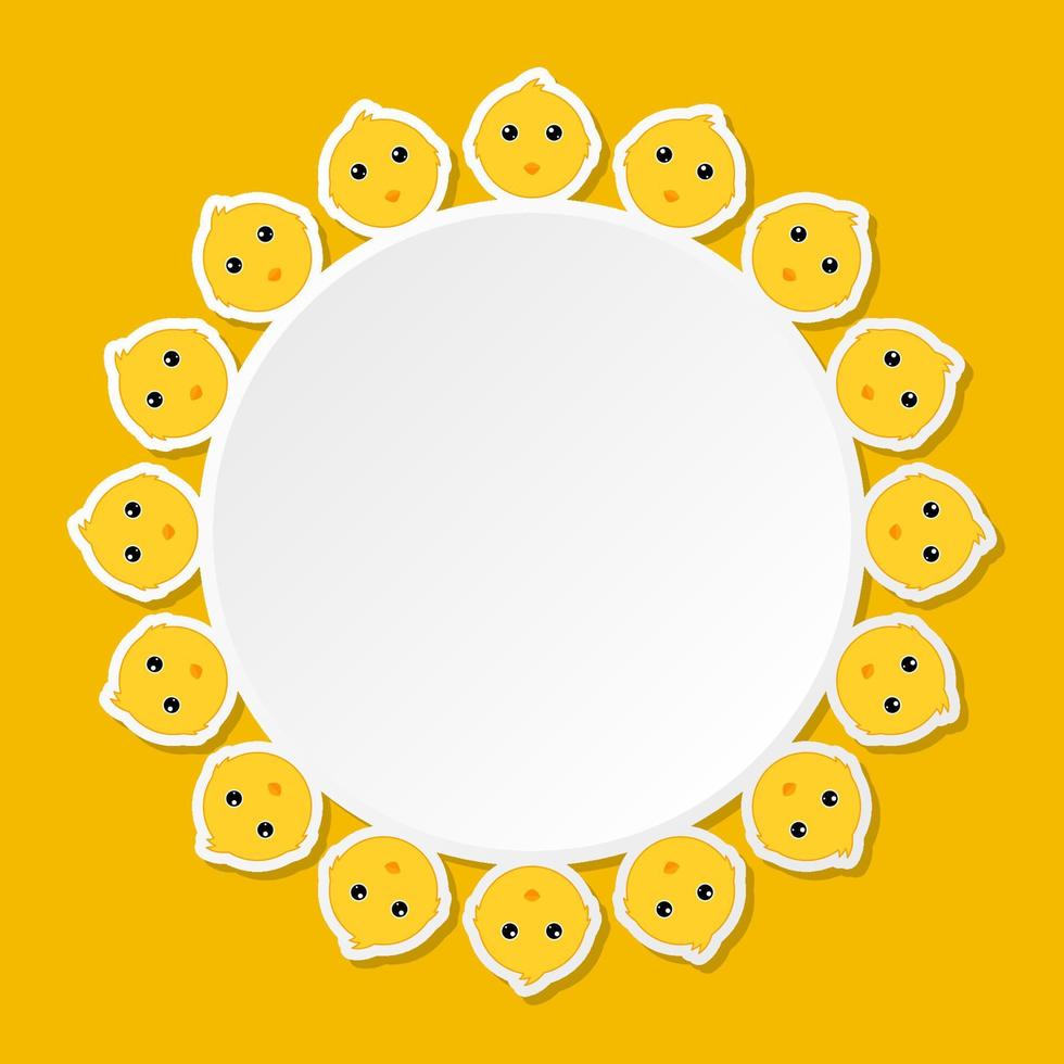 Chicken with round frame for banner, poster, and greeting card vector