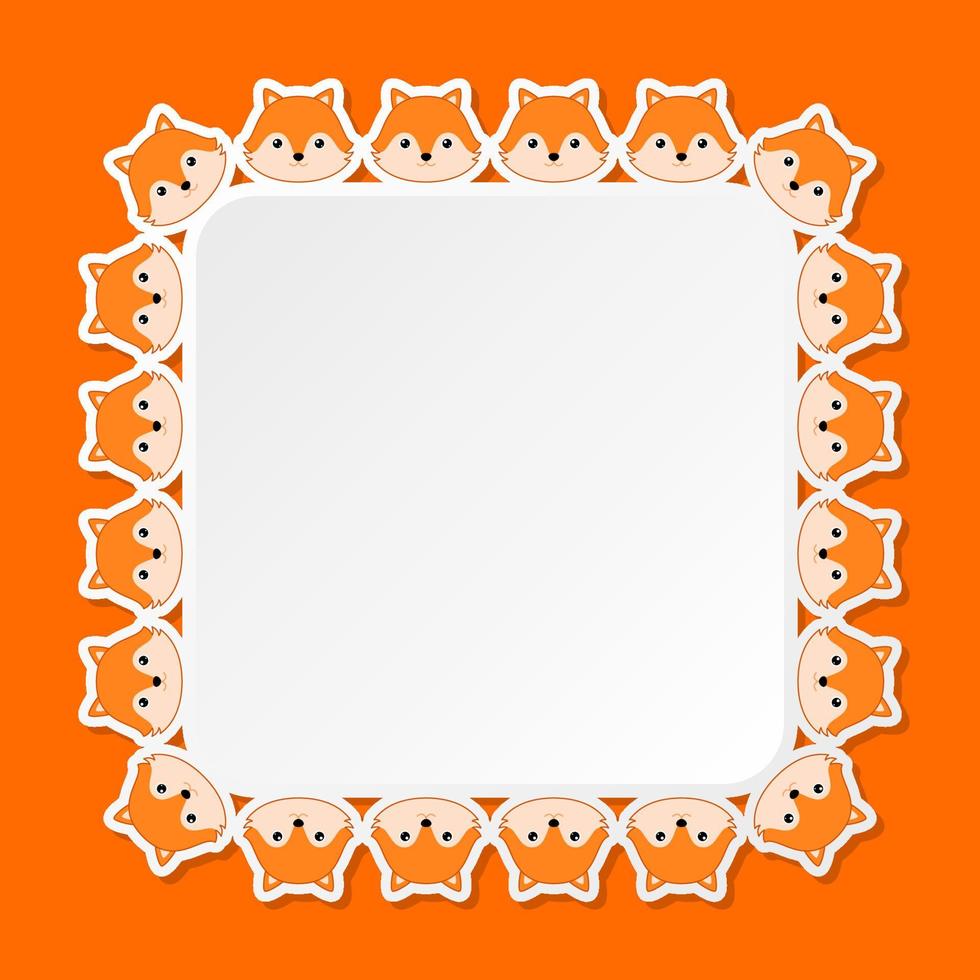 Fox with square frame for banner, poster, and greeting card vector