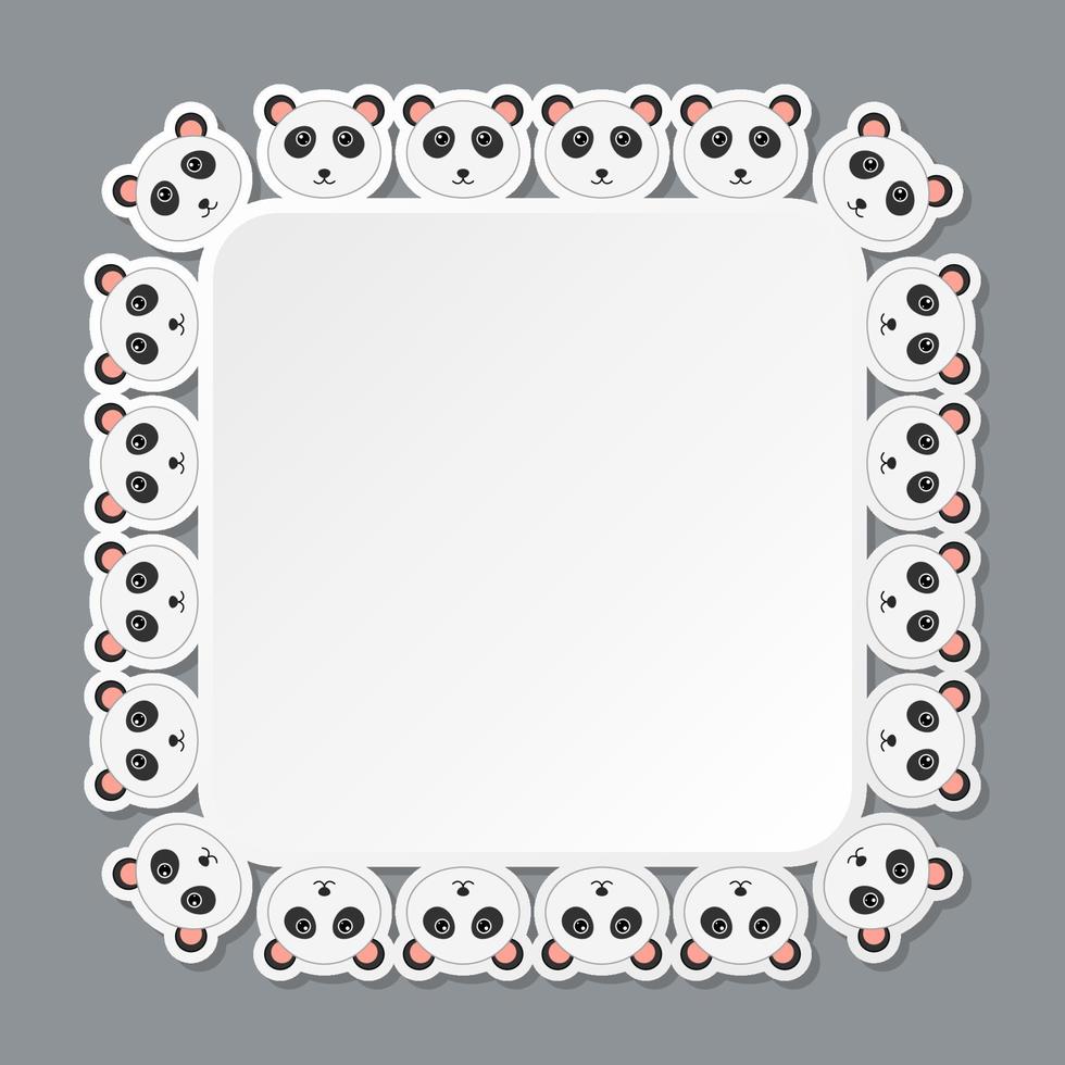 Panda with square frame for banner, poster, and greeting card vector