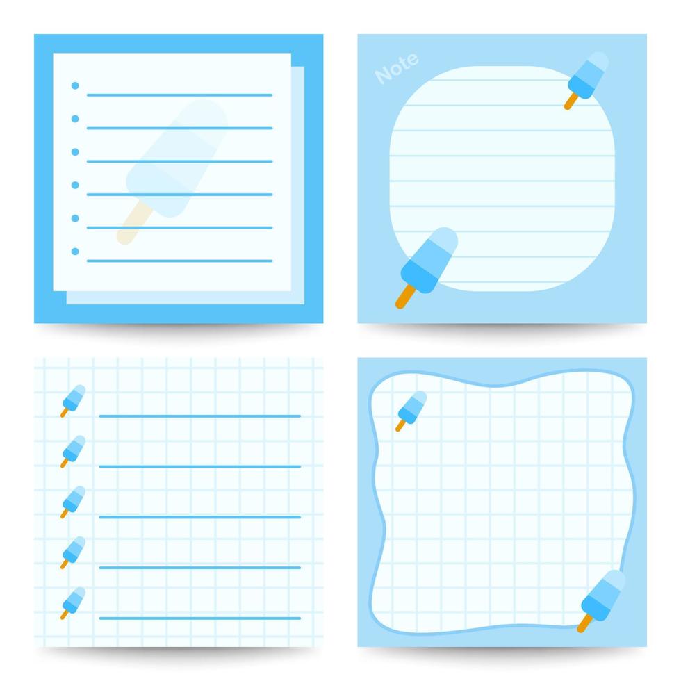 Set of square notepads with Ice Cream vector