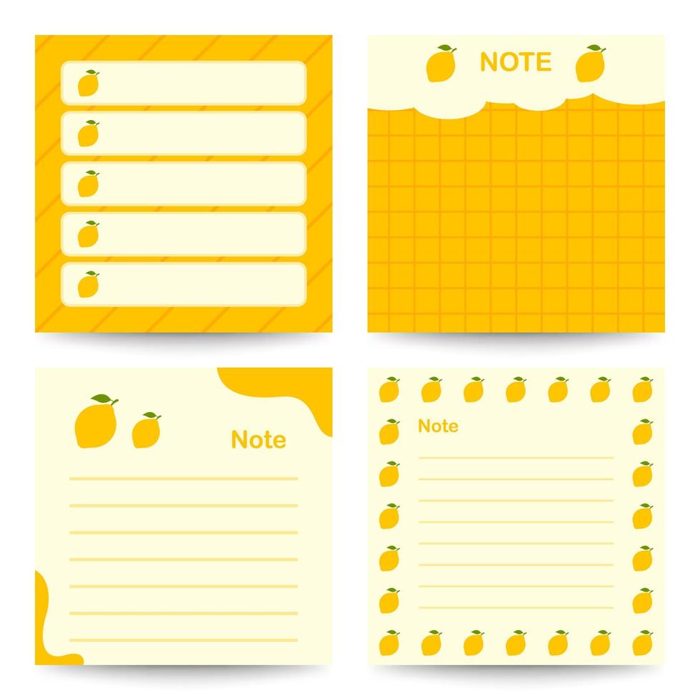 Set of square notepads with Lemon vector