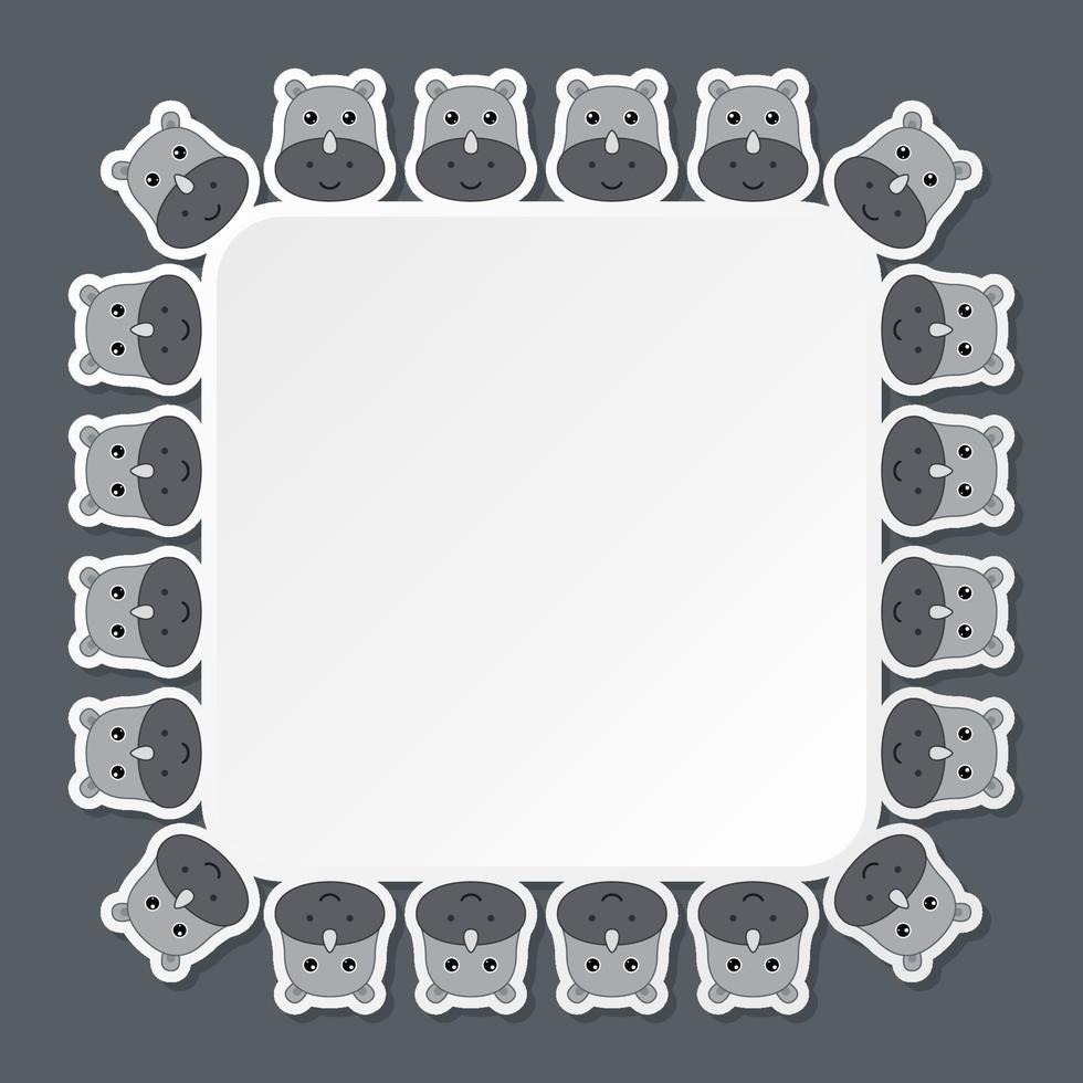 Rhinoceros with square frame for banner, poster, and greeting card vector
