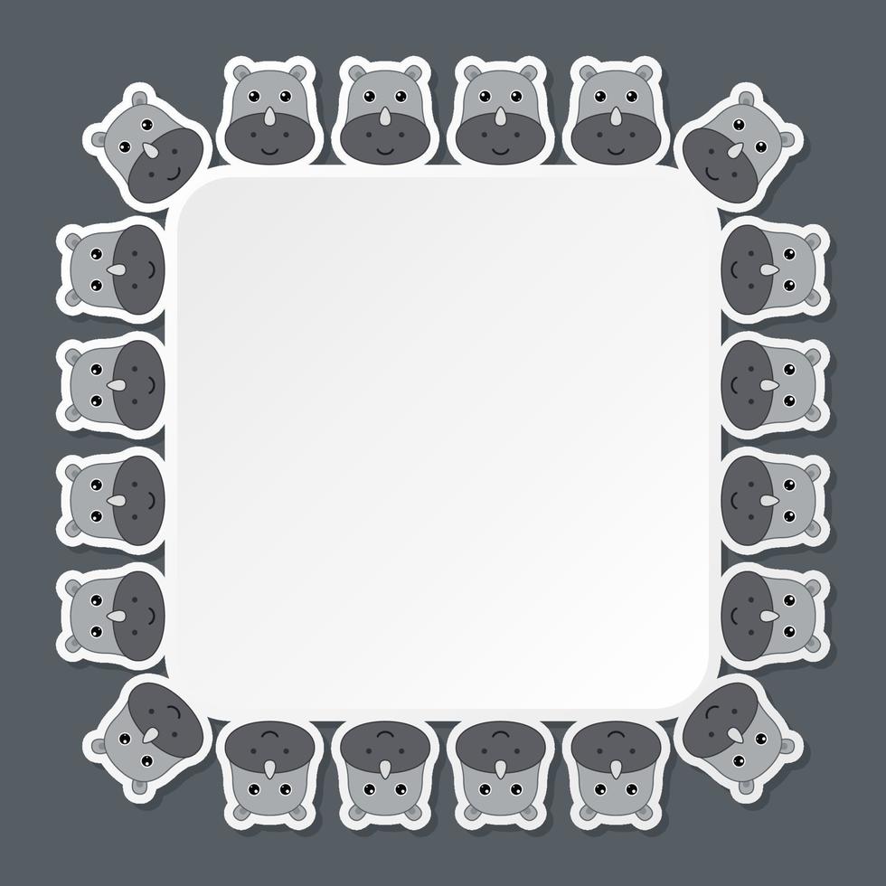 Rhinoceros with square frame for banner, poster, and greeting card vector