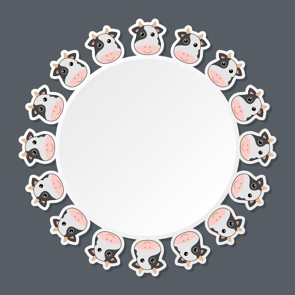 Cow with round frame for banner, poster, and greeting card vector
