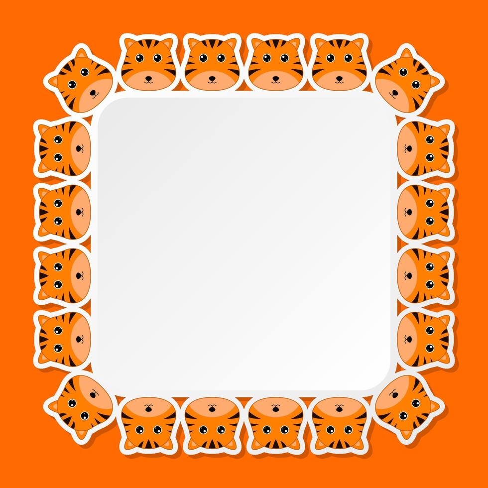 Tiger with square frame for banner, poster, and greeting card vector