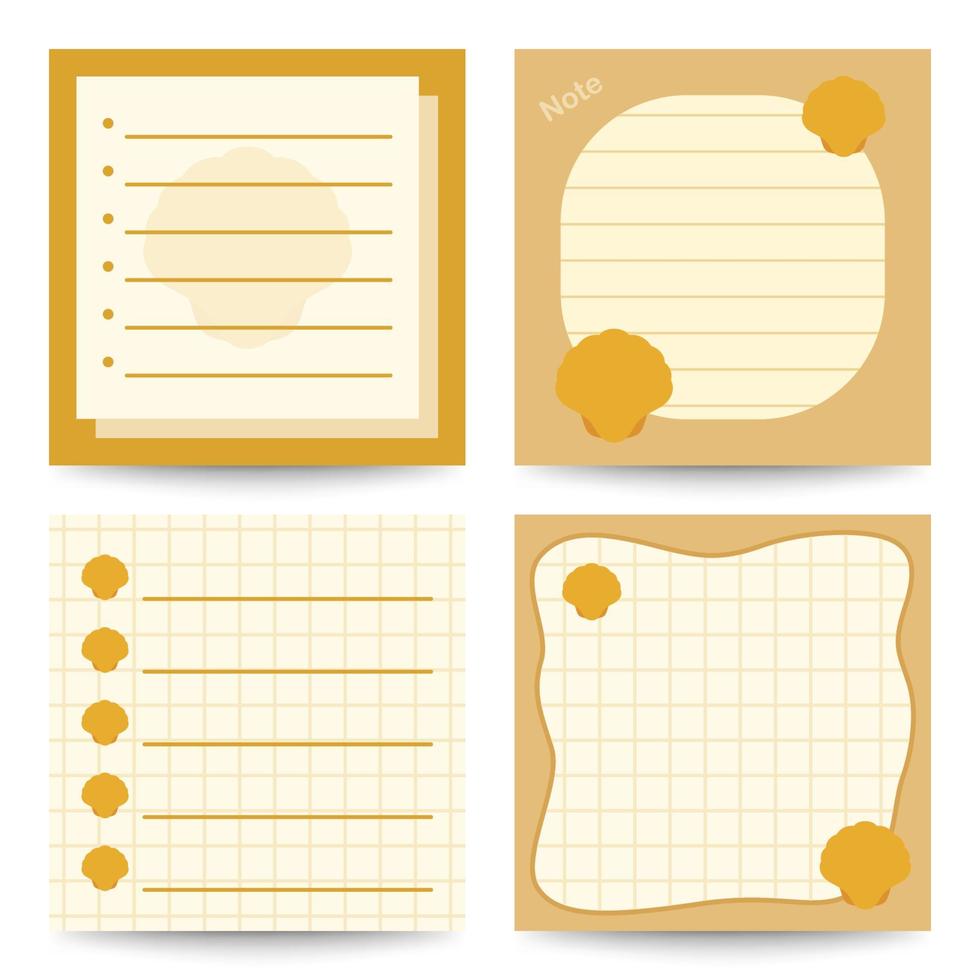 Set of square notepads with Seashell vector