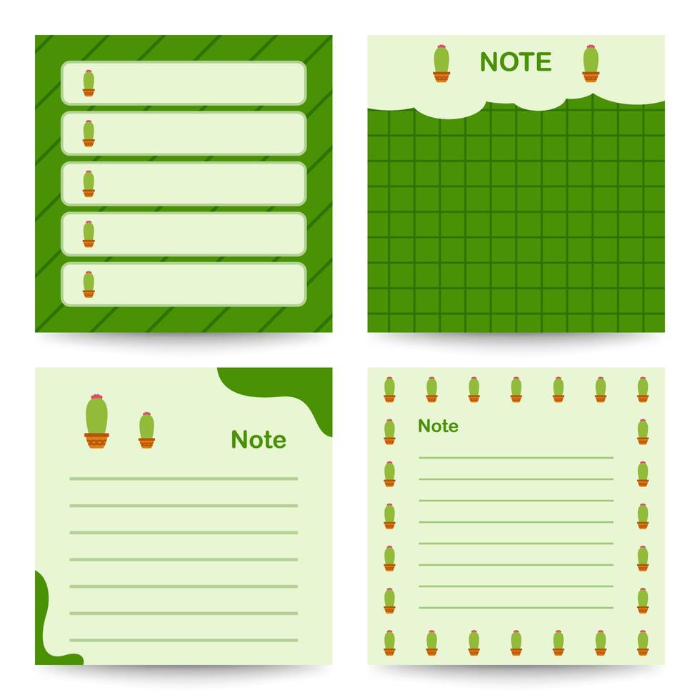Set of square notepads with Cactus vector
