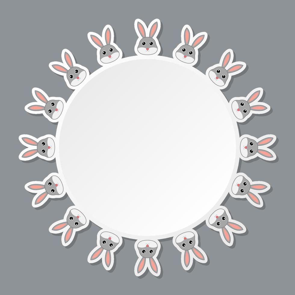 Rabbit with round frame for banner, poster, and greeting card vector