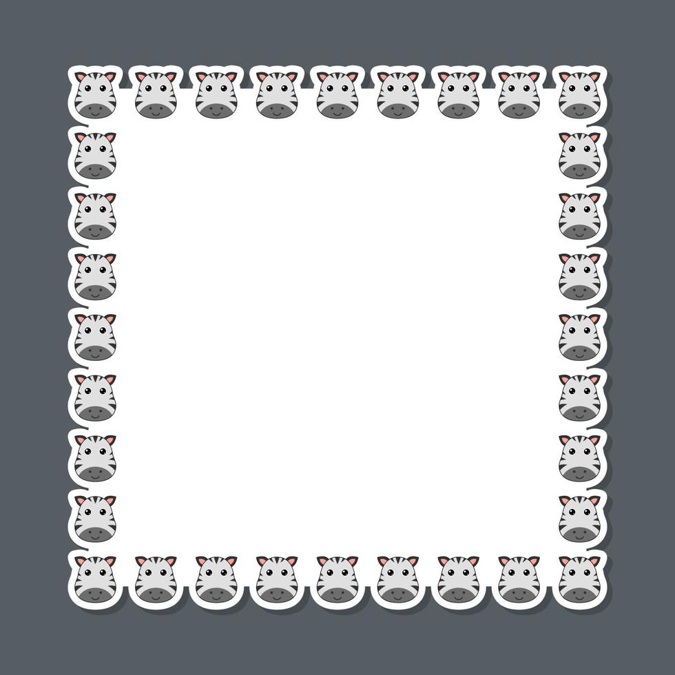 Zebra with square frame for banner, poster, and greeting card vector
