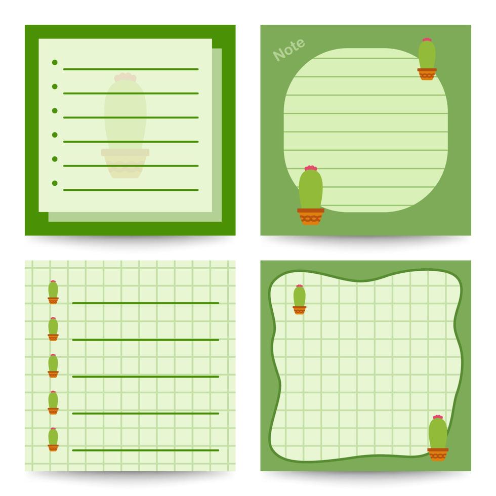 Set of square notepads with Cactus vector