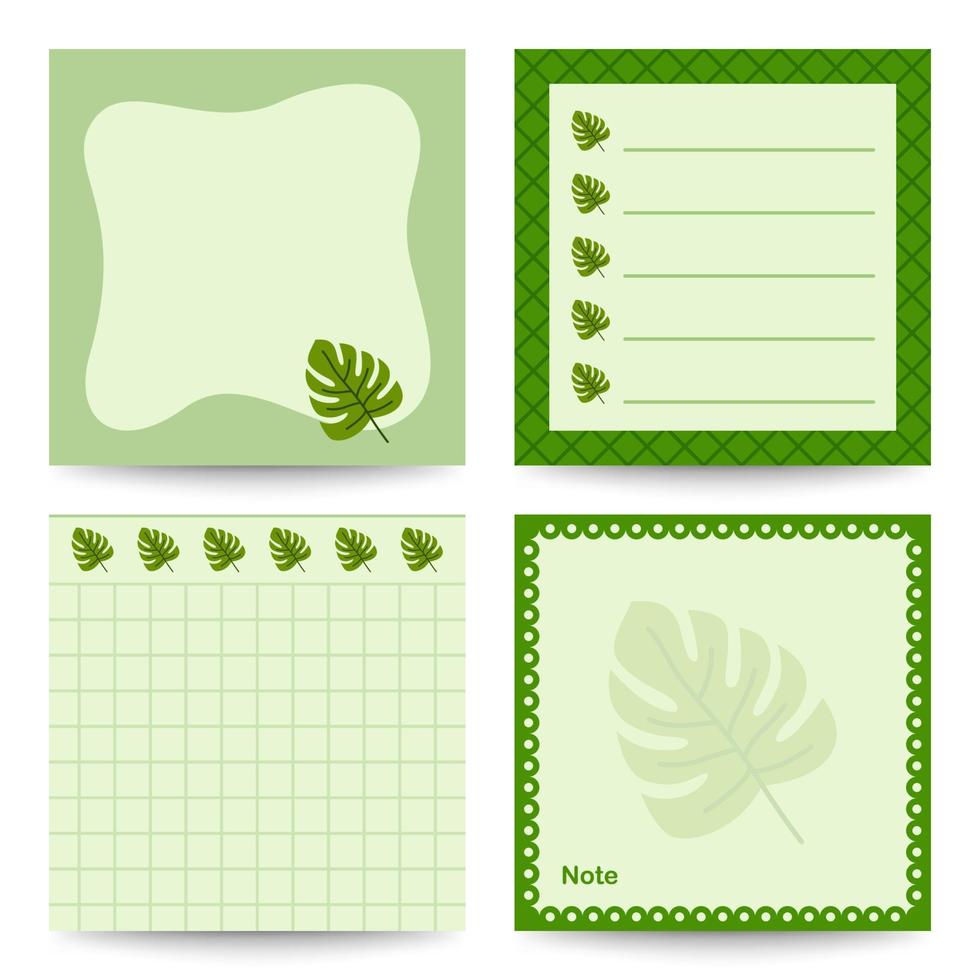 juego de libretas cuadradas con monstera vector