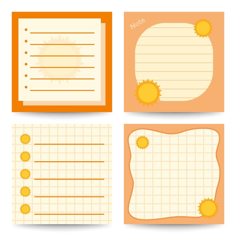 Set of square notepads with Sun vector
