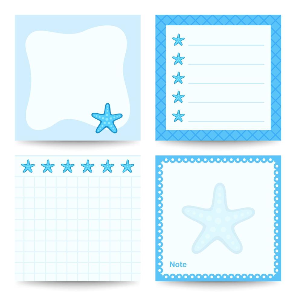 Set of square notepads with Starfish vector