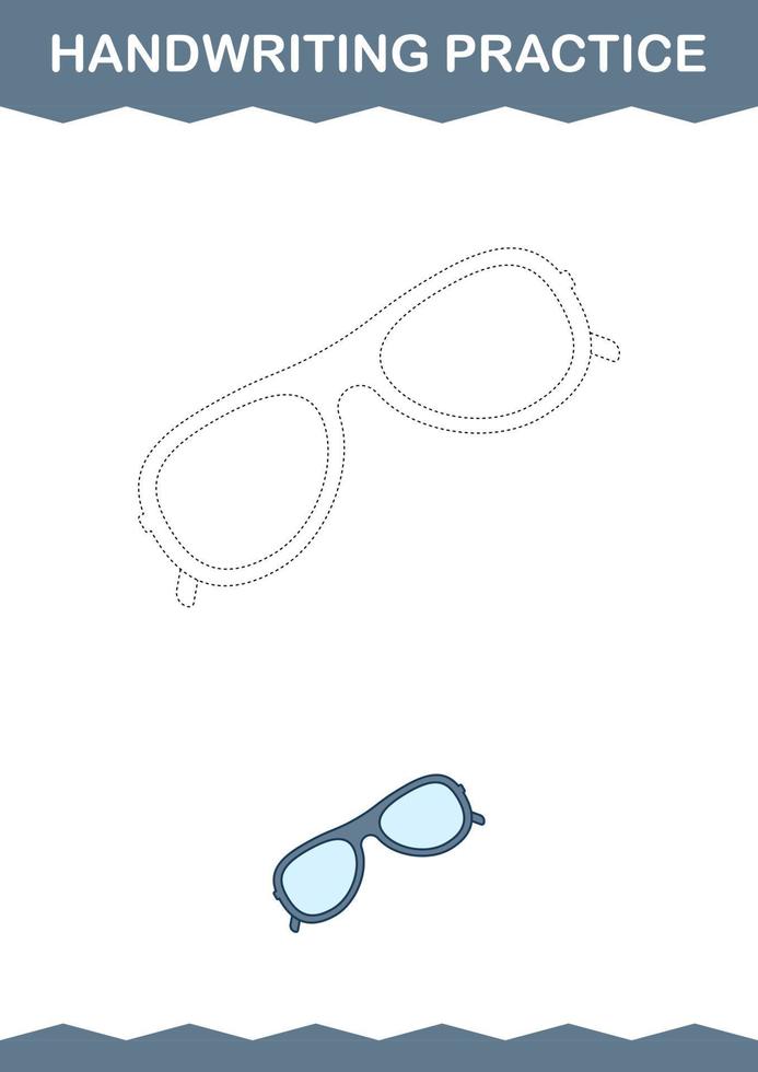 Handwriting practice with Glasses. Worksheet for kids vector
