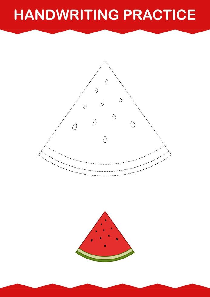 Handwriting practice with Watermelon. Worksheet for kids vector