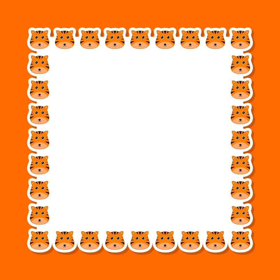 Tiger with square frame for banner, poster, and greeting card vector