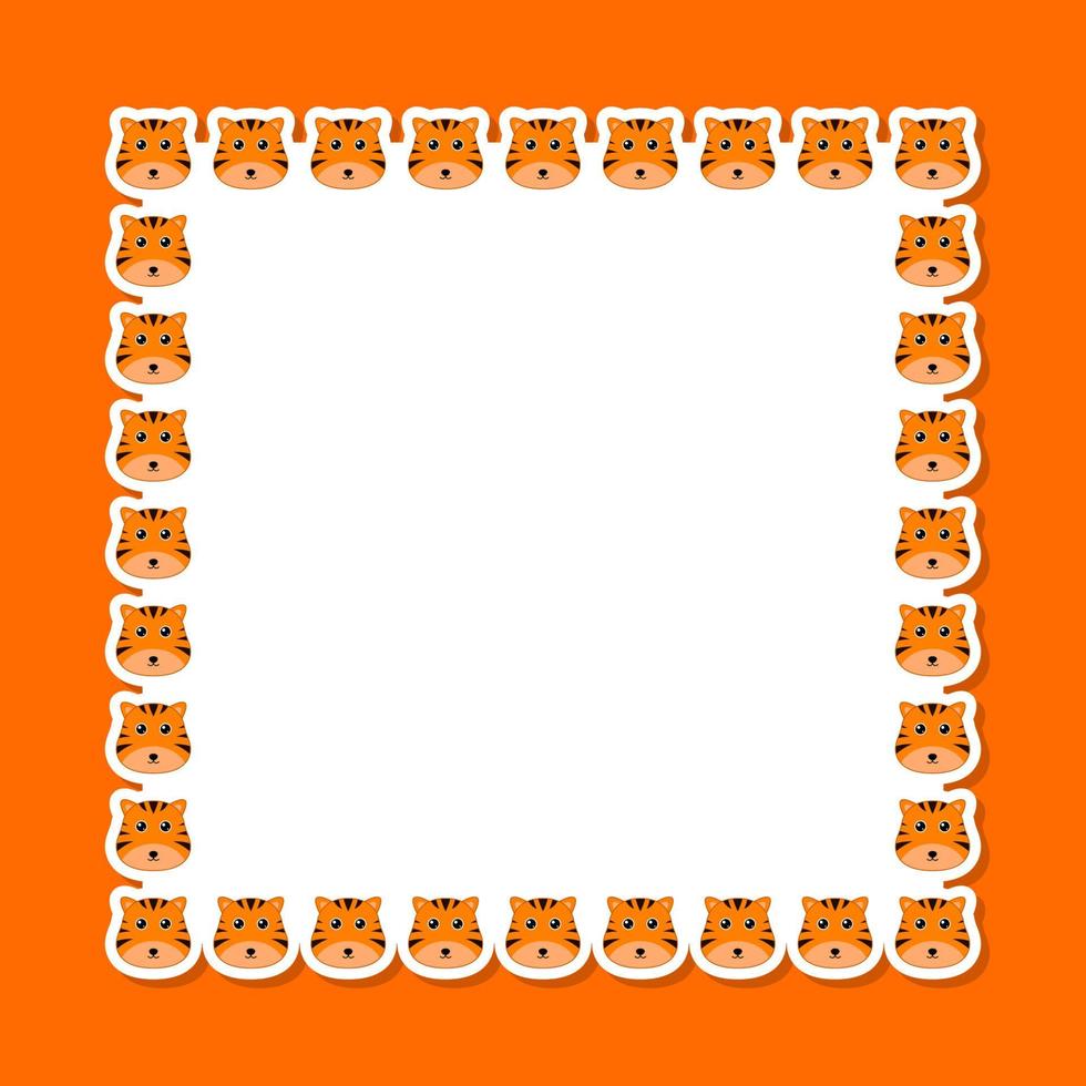 Tiger with square frame for banner, poster, and greeting card vector