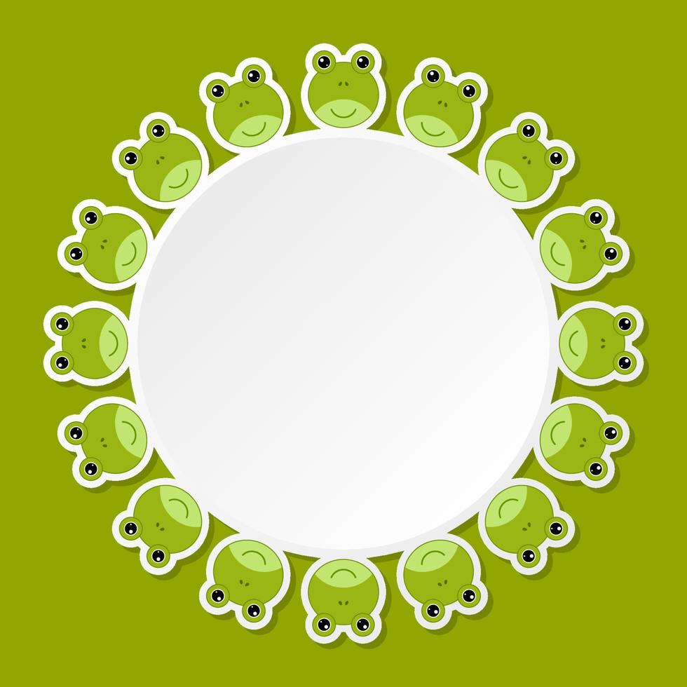 Frog with round frame for banner, poster, and greeting card vector