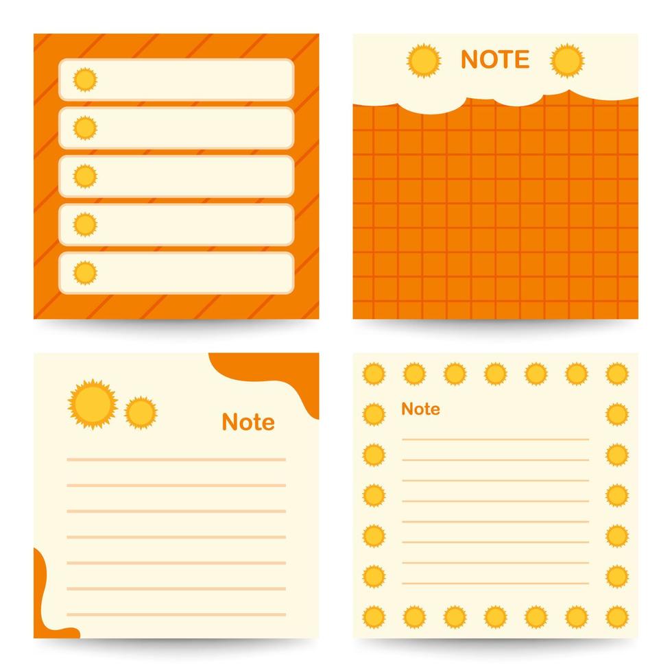 Set of square notepads with Sun vector