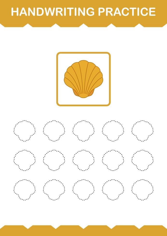 Handwriting practice with Seashell. Worksheet for kids vector