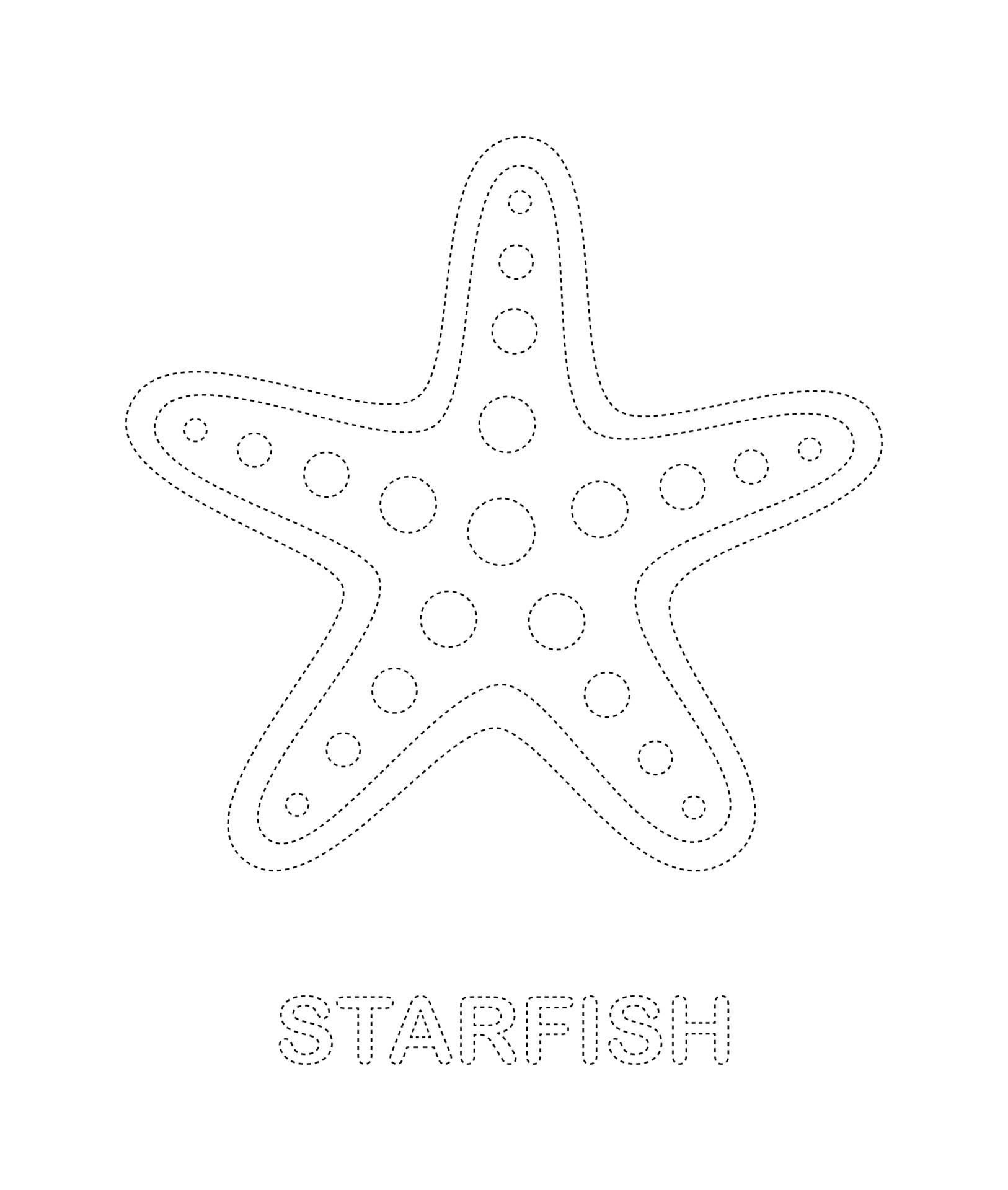 Starfish tracing worksheet for kids 8547608 Vector Art at Vecteezy