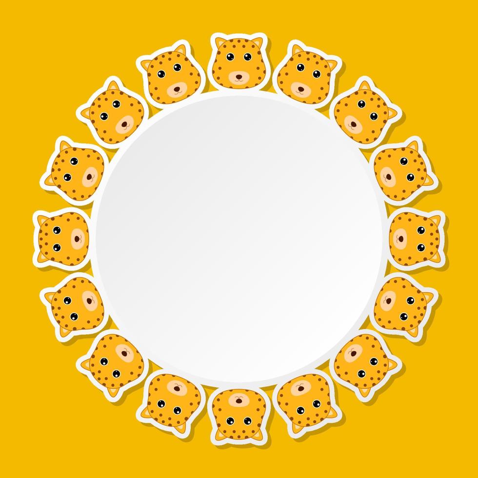 Leopard with round frame for banner, poster, and greeting card vector