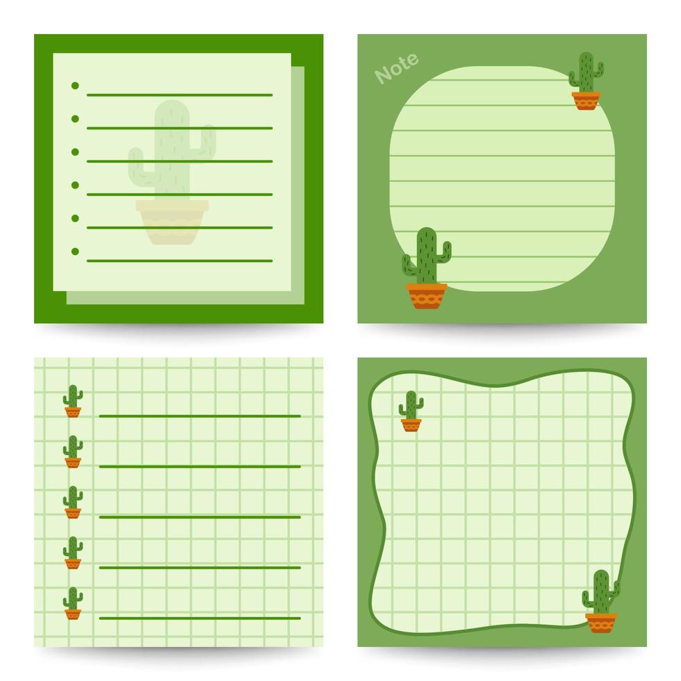 Set of square notepads with Cactus vector