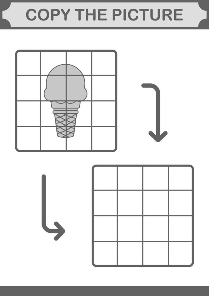 copia la imagen con helado. hoja de trabajo para niños vector