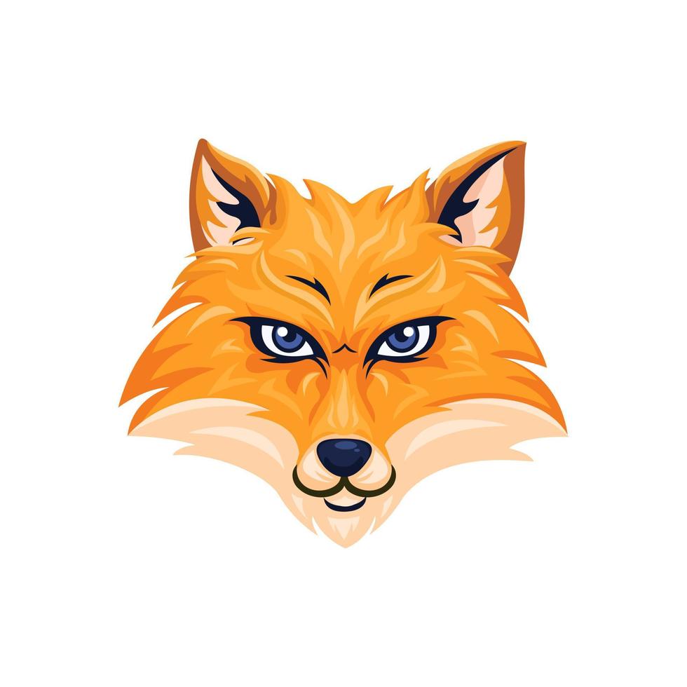Fox head character logo symbol cartoon illustration vector
