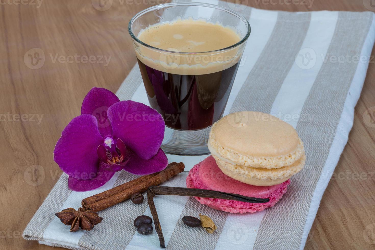 Coffee with macaroons photo