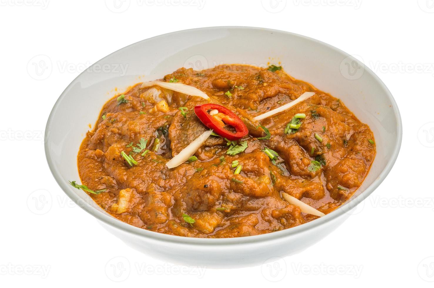 Lamb vindaloo on white photo