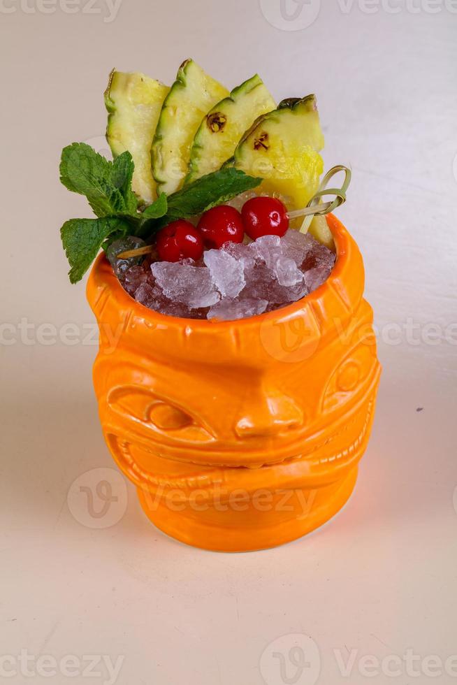 Pineapple cocktail with mint photo