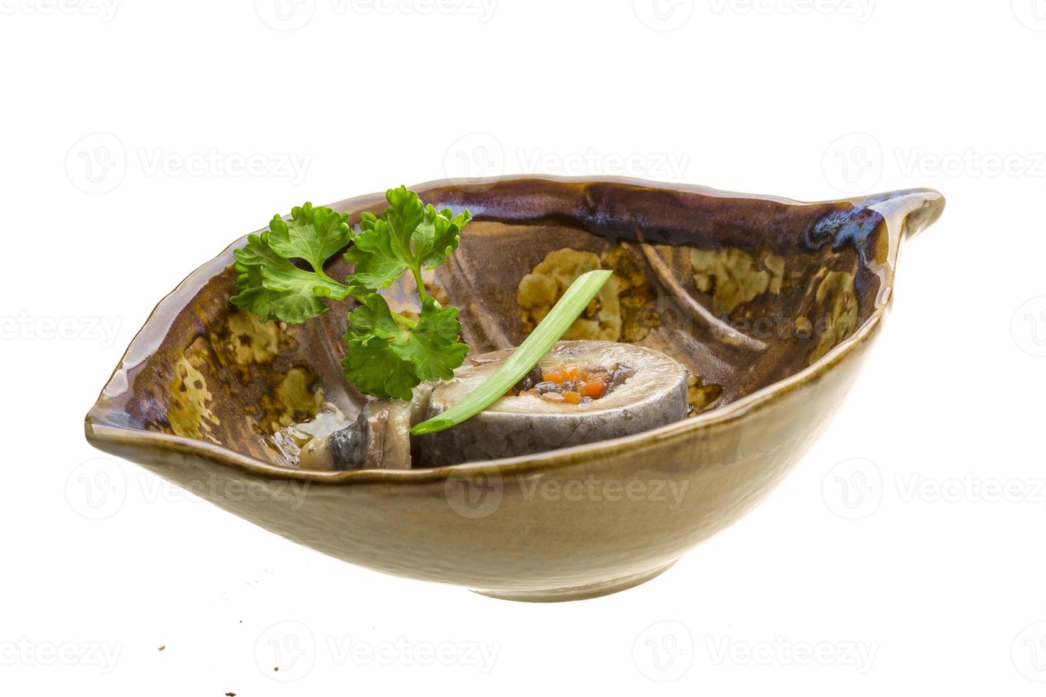 Herring fillet on white photo