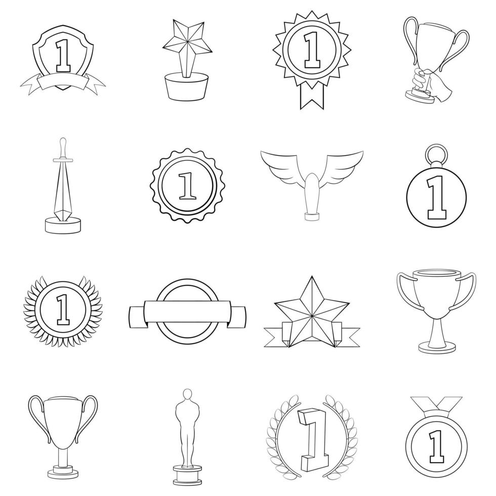 Trophy award icon set outline vector