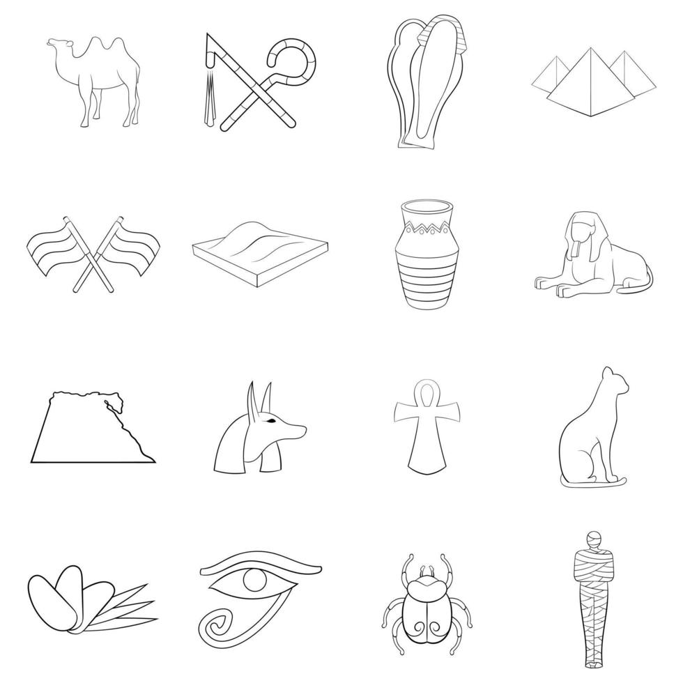 Egypt travel icon set outline vector