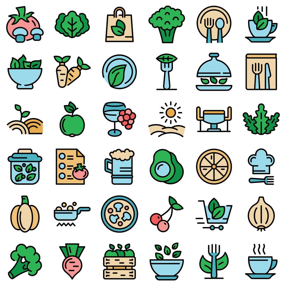 Organic restaurant icons set vector flat