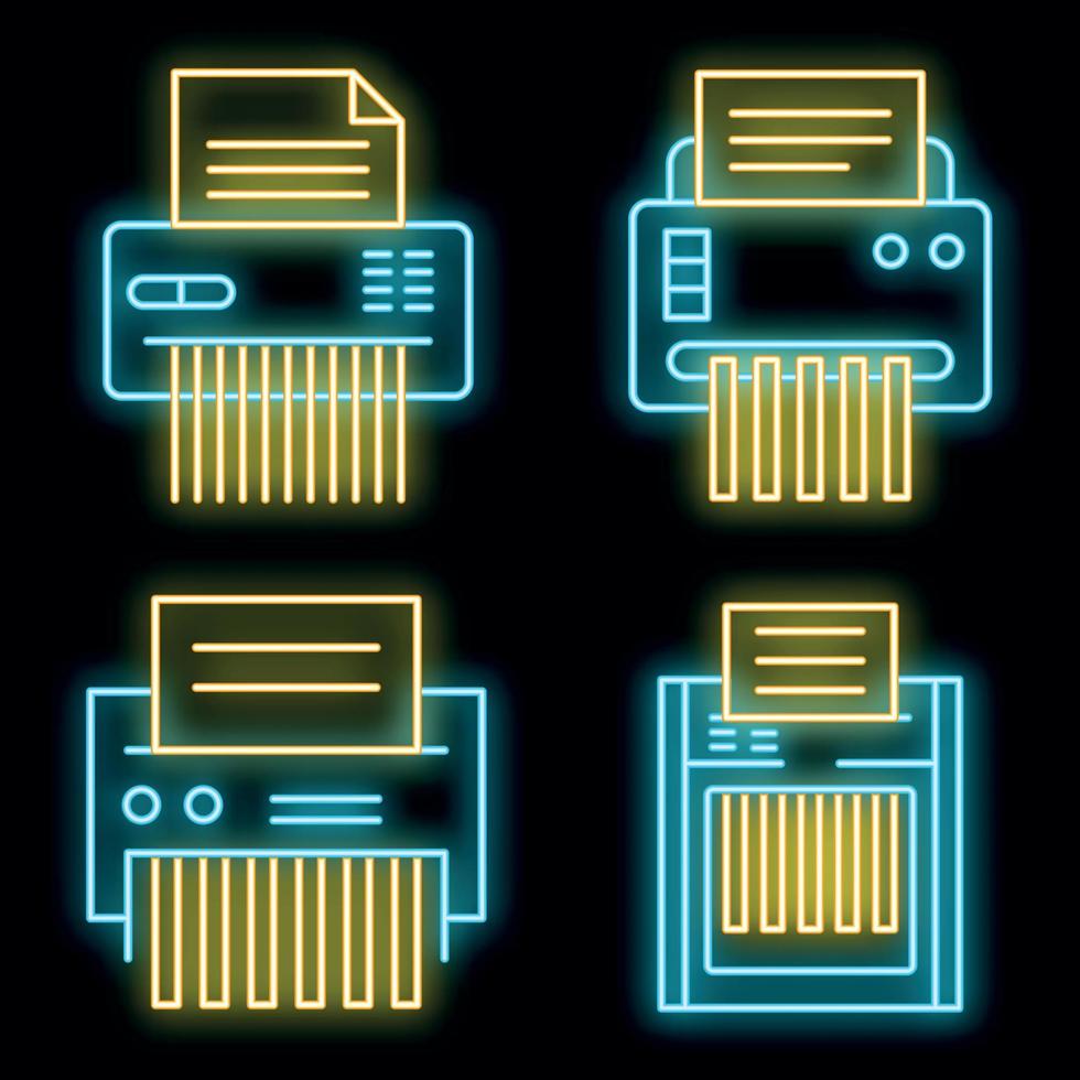 Shredder icons set vector neon