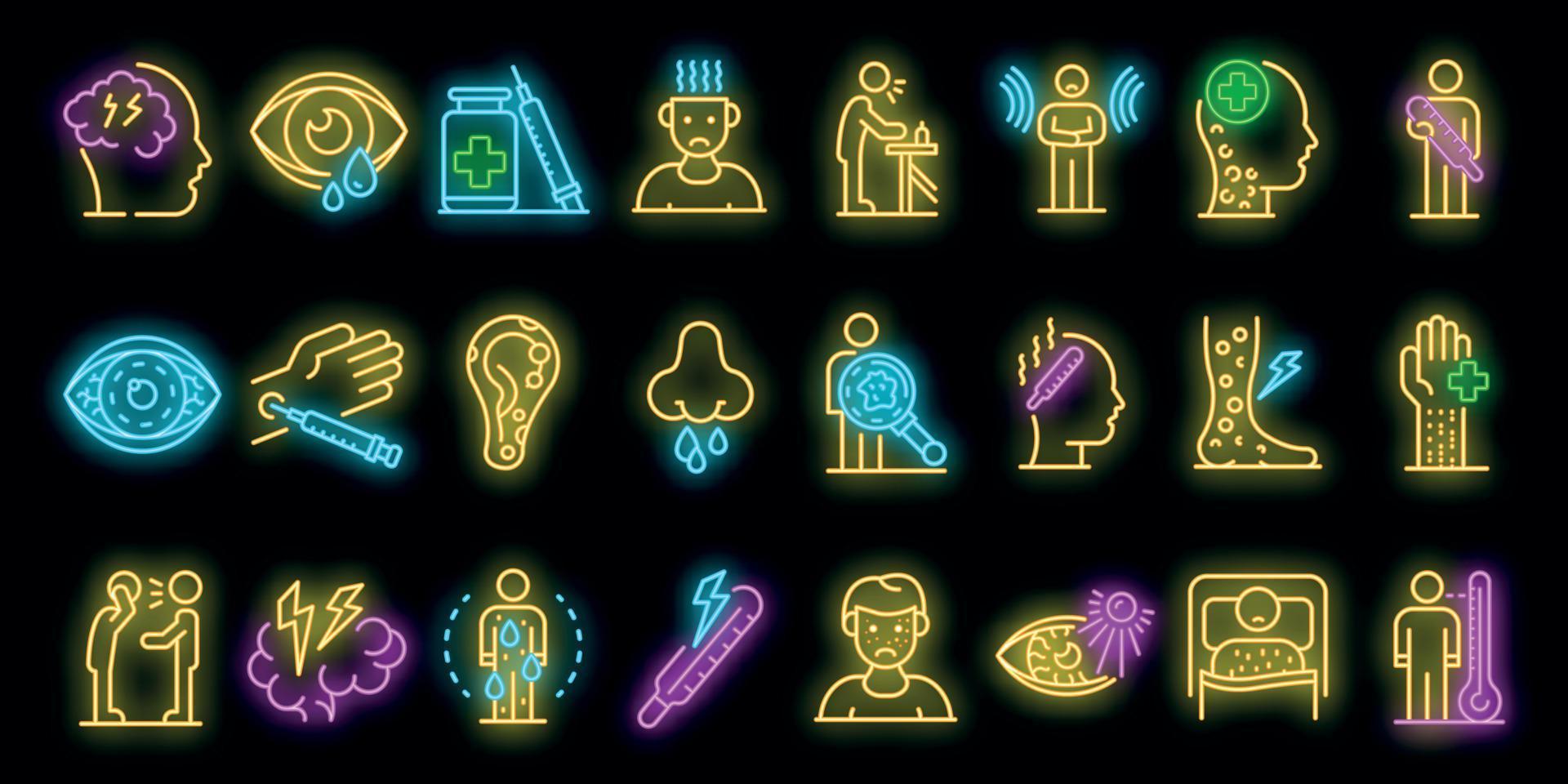 Measles icons set vector neon