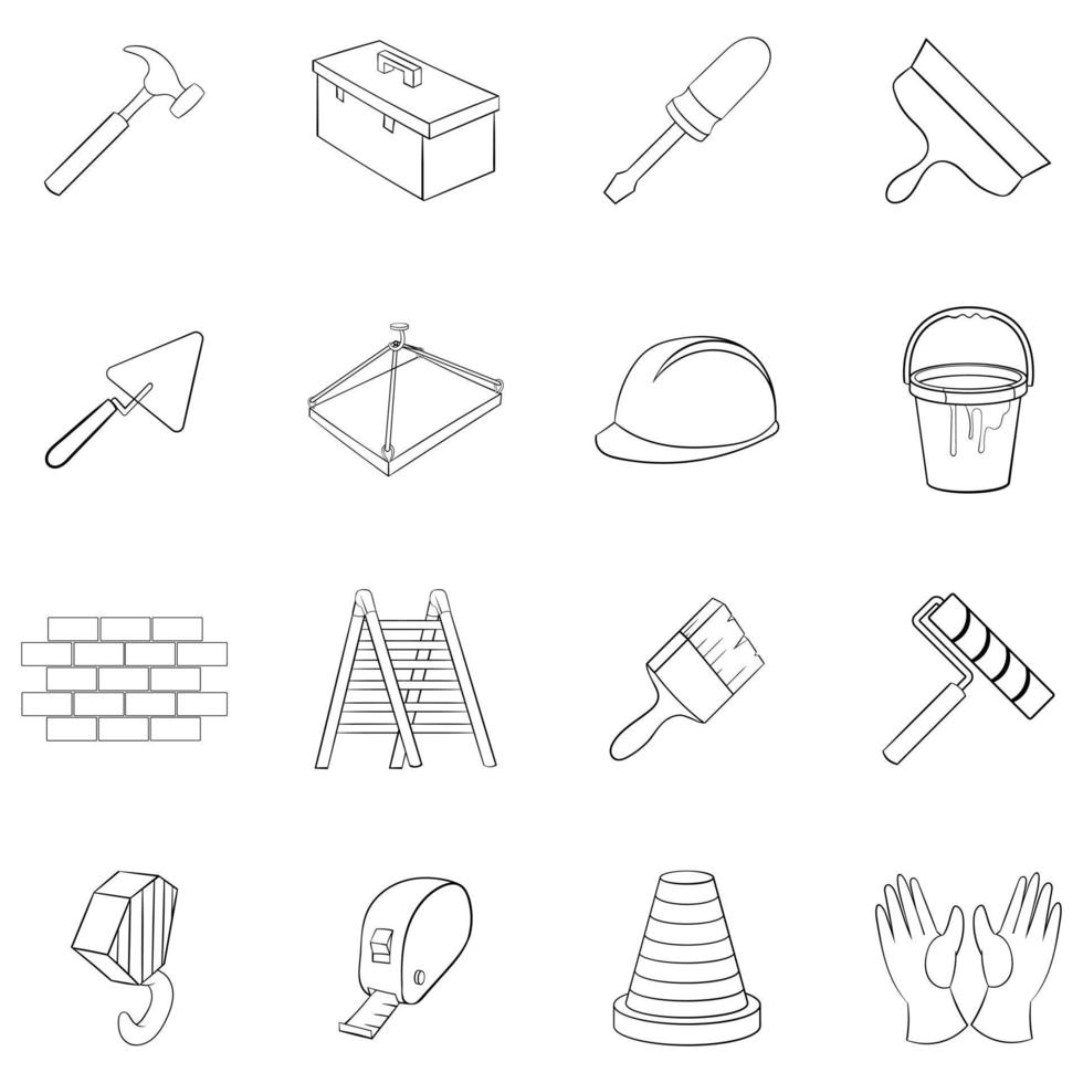 Working tools icon set outline vector